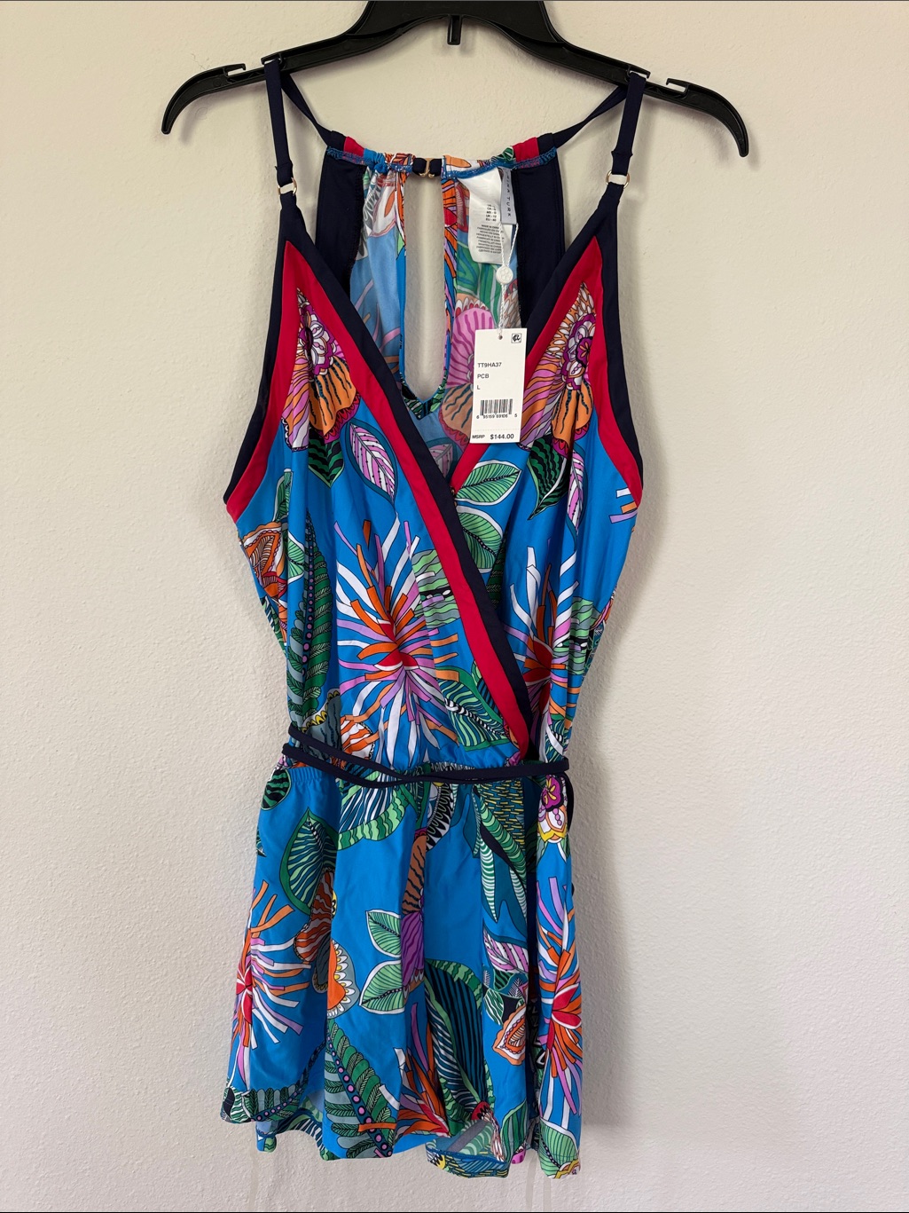 Trina Turk Tropical Blue Floral Sleeveless Romper New With Tags